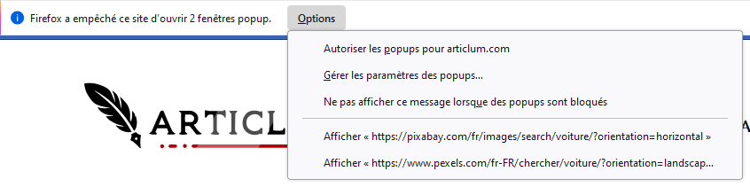 Autoriser les pop-ups pour Firefox